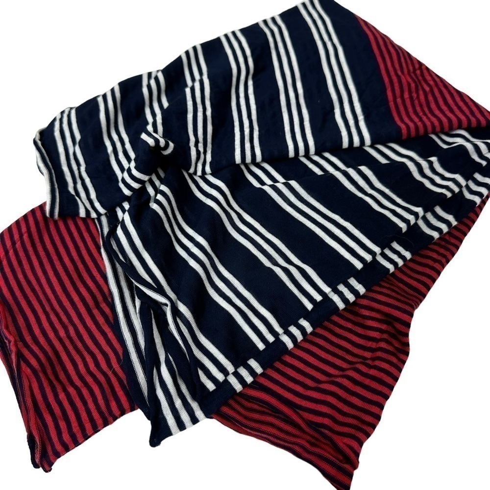 Nautical Red, White, Blue Striped Jersey Knit Infinity Scarf - Picture 3 of 7